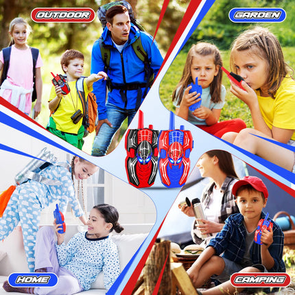 Joellfuner Walkie Talkie Children, Spider Toy Gift Walkie Talkies for Children from 3 4 5 6 7 8 9 10 Years Boy, 2 Radios to 300 m Range Children's Toy Walkie Talkie Outdoor Games