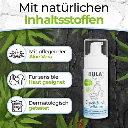 BULA® Popo (Baby and Toilet) Wet Wipe Foam 150ml for your toilet paper | Sustainable alternative for over 200 wet wipes | Natural ingredients