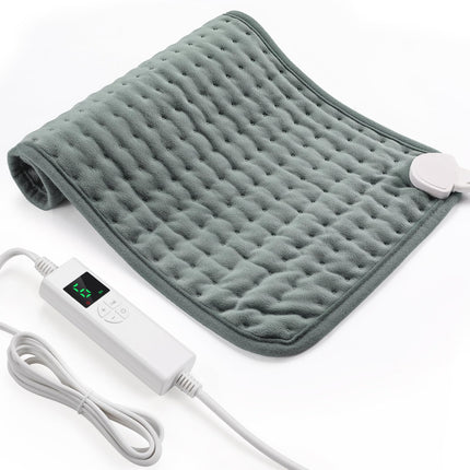 Heating pad with automatic shut-off, 30x60 cm electric heating pad with 4-hour timer and 6 heat settings, heating pad with digital remote control, machine washable heating pad for the back, gray
