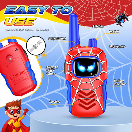 Toyokid Walkie Talkie Children, Spider Toy from 3 4 5 6 7 8 9 10 Years Gift Boy Girl 3-12 Years Easter Gifts Children Walkie Talkie Outdoor Toy Radio Toys Games for Boys