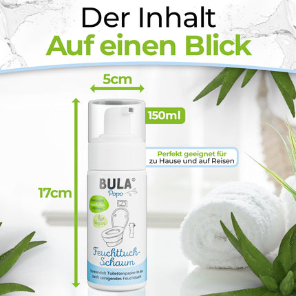 BULA® Popo (Baby and Toilet) Wet Wipe Foam 150ml for your toilet paper | Sustainable alternative for over 200 wet wipes | Natural ingredients