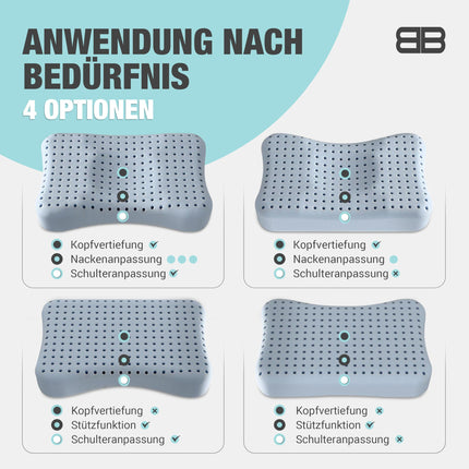 BACK BODYGUARD - The softer neck pillow, ergonomic pillow with 2 covers, orthopedic pillow - firmness: medium - soft (50 x 30 x 12 cm)