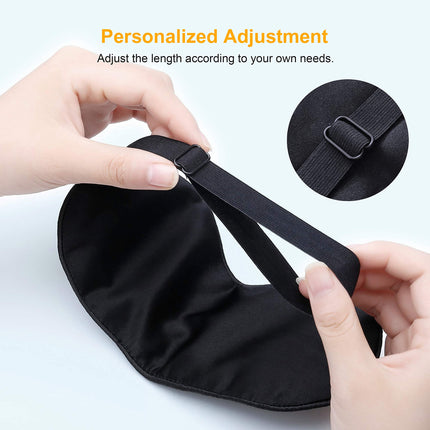 Gritin Silk Sleep Mask, Light-Blocking Eye Mask Night Mask 100% Skin-Friendly Silk Odorless Sleep Mask with Adjustable Strap and Earplugs for Men, Women and Children