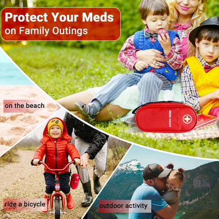 klyrith EpiPen Medical Bag, Insulated Emergency Medication Bag, Portable Carrying Case Organizer for 2 EpiPens, Asthma Inhaler, Antihistamine, Auvi-Q and Other Allergy Medicines, Red