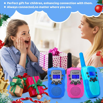 Radio professional walkie talkie set for kids, T-388 radio for children with built-in 1000 mAh rechargeable battery, hobby radio 8-channel PMR 446, range up to 2-3 km (set of 2) pink, pink