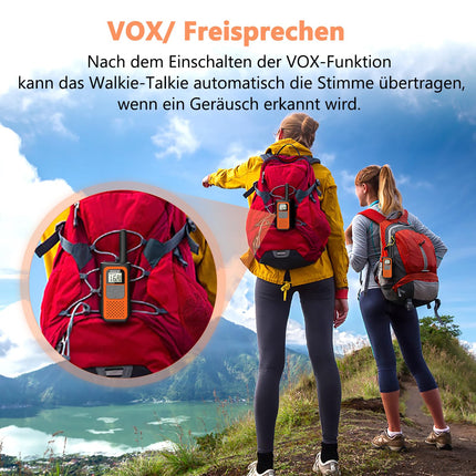 AWANFI Walkie Talkie Rechargeable with 1200mAh Li-ion Battery, Walkie Talkie Adults Children, 16 Channels Radio Set, Walky Talky with VOX Tpye-C Charging Cable, Walkie Talkie for Gift Hiking Camping