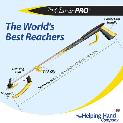 The Helping Hand Company Classic Pro Reaching Aid, 82 cm long handle for the elderly, disabled or anyone who struggles with bending and reaching