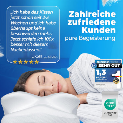 fitwohlยฎ - Orthopedic Pillow - Memory Foam Pillow - Neck Support Pillow - Ergonomic Neck Pillow - for Neck Pain - Side Sleeper Pillow