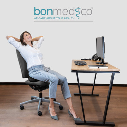bonmedico orthopedic seat cushion - office chair, car, wheelchair seat ring - cooling gel layer - comfortable hemorrhoid & coccyx cushion - secret Santa gift - wellness black normal