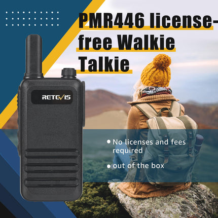 Retevis RB647 PMR446 Walkie Talkie, Waterproof IP67 Mini Two-Way Radio with 16 Channels, Emergency Alarm, VOX Walkie Talkies Professional for Adults, Outdoor Hiking (Black, 1 Pack)