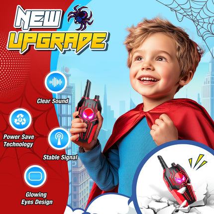 Toyokid Walkie Talkie Children, Toys from 3 4 5 6 7 8 9 10 Years Boy Walkie Talkie Rechargeable Gift Boy 3-10 Years Spider Toy from 3-10 Years Walkie Talkie Outdoor Games Radio