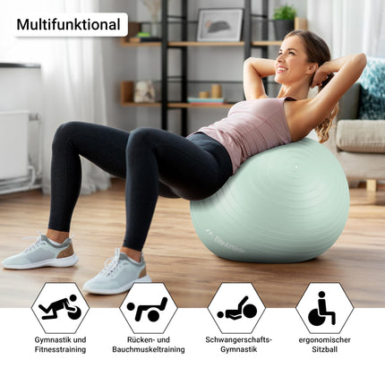 EliteAthlete Exercise Ball Seat Ball Office Ergonomic with Anti Burst System - Fitness Pilates Pregnancy - Pregnancy Ball Fitness Ball Yoga Ball - Yoga Ball 65cm incl. Air Pump