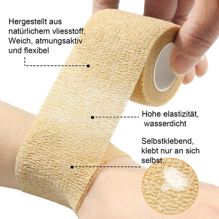 QiGui Self-adhesive Bandage 8 Rolls 5cm x 4.5m Bandage Material Plaster Roll Elastic Bandage Bandage Fixation Bandage Adhesive Bandage Self-adhesive for Sports and First Aid Vet Wrap Dog Horses (Black)