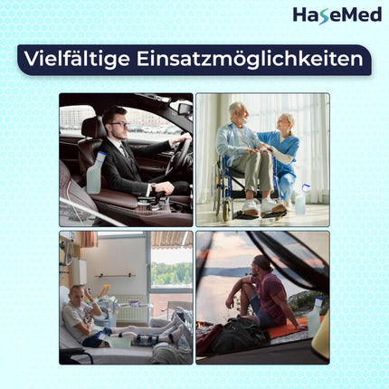 HaseMed Urinal Bottle for Men - 1000 ml, with Lid, 1 Piece | Autoclavable up to 130 °C, made of polypropylene, leak-proof & hygienic - ideal for nursing, hospital & travel
