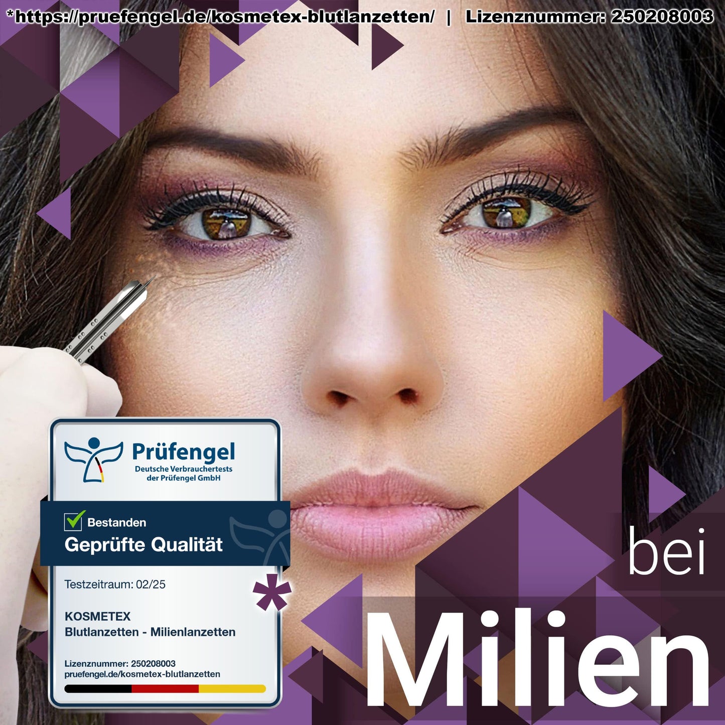 50x Einweglanzette, Kosmetex Milienlanzette, Blutlanzette, sterile Stainless Steel Lanzette