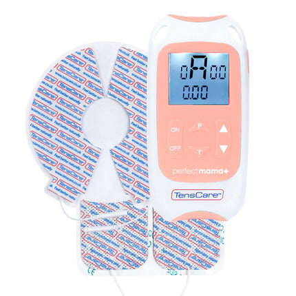 TensCare Perfect Mama+ TENS device provides pain relief during labor and relieves back pain during pregnancy. It provides information on contraction timing and the duration of labor.