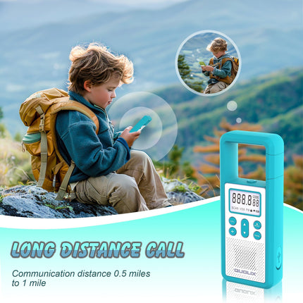 Walkie Talkie Rechargeable Set of 4, Long Range PMR Walkie Talkie, FM Radio with SOS Alarm & LED Flashlight, Walkie Talkies for Adults with VOX, Suitable for Outdoor Adventures, Cycling, Travel