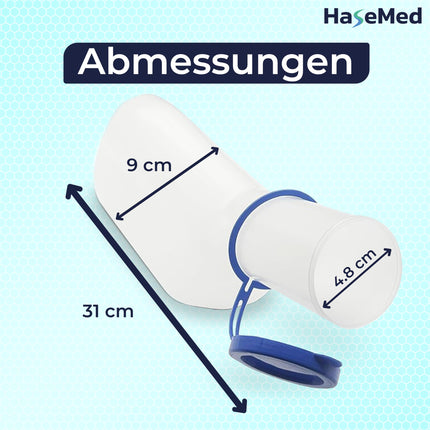 HaseMed Urinal Bottle for Men - 1000 ml, with Lid, 1 Piece | Autoclavable up to 130 °C, made of polypropylene, leak-proof & hygienic - ideal for nursing, hospital & travel