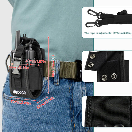 Radio holder walkie talkie radio walkie talkie talkie holster walkie talkie pouch case radio key radio cover universal radio bag with adjustable shoulder strap MSC-20C, black,