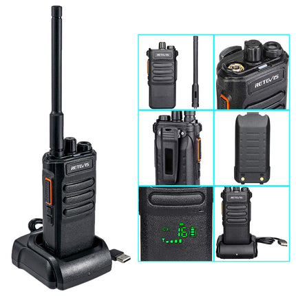 Retevis RT86 Long Range Walkie Talkie, 2600mAh High-Power Two-Way Radio, Professional Walkie Talkies with Wireless Clone, Flashlight, Alarm for Outdoor Hunting (Black, 1 Pack)