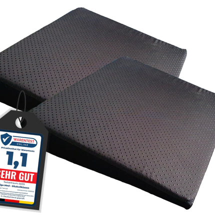 Tiga-Med 2 pieces seat cushion anti-slip premium seat wedge cushion black extra strong & dimensionally stable office chair car seat cushion seat booster no slip wedge cushion