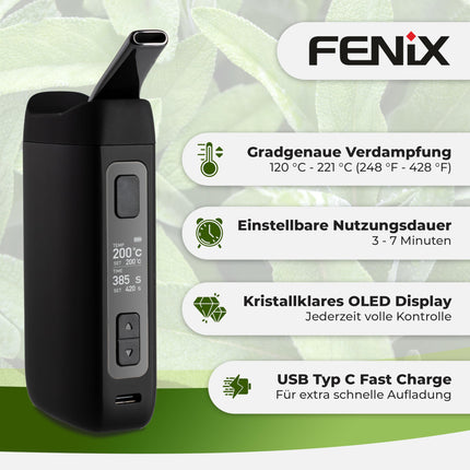 FENiX NEO Premium Vaporizer USB-C | 100% convection | Titanium chamber | New patented cooling technology | Ceramic cooling path and ceramic mouthpiece | Temperature range 120-221°C