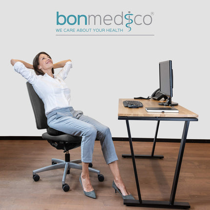 bonmedico orthopedic seat cushion - office chair, car, wheelchair seat ring - cooling gel layer - comfortable hemorrhoid & coccyx cushion - secret Santa gift - wellness black large
