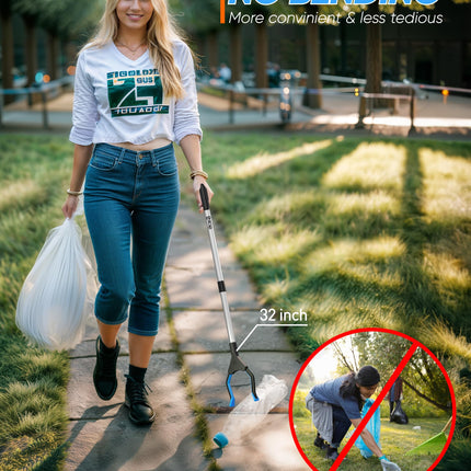 SLAH Grabber for Seniors 32" Aluminum Trash tongs, Rotatable trash grabber, Non-slip rubber grabber, Foldable trash tongs for children, Long grabber arm, Grabber aid for people with disabilities
