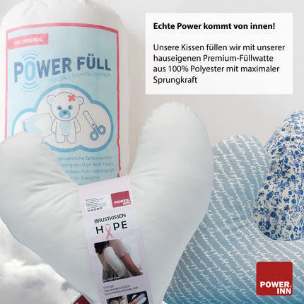 POWER INN Hope Breast Pillow, approx. 32x34cm | Heart-shaped pillow for pain relief after mastectomy | Soft underarm or armpit pillow | 100% cotton (red)