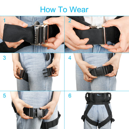 REAQER Transfer Belt Belt with Metal Buckle Multifunctional Belt with Leg Ring Care Equipment for Elderly Disabled Walking Safety Assistance Device