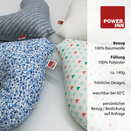 POWER INN Hope Breast Pillow, approx. 32x34cm | Heart-shaped pillow for pain relief after mastectomy | Soft underarm or armpit pillow | 100% cotton (red)