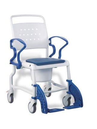 Rebotec Bonn toilet chair with 4 parking brakes and height-adjustable legrests