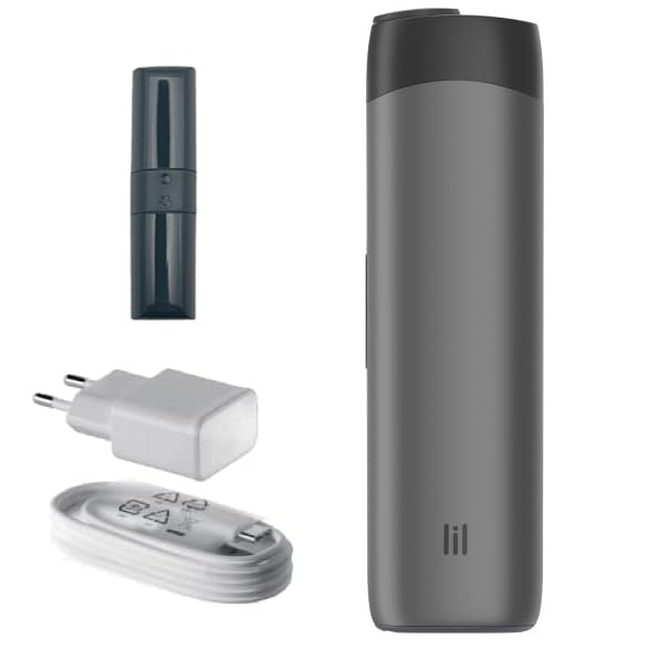 IQOS LIL SOLID 2.0 Set -KIT- Heat Notburn - in Stone Grey-Black HNB Device - for Heets, Fiit, Herbal