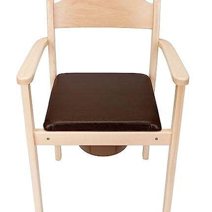 Perla Hygienic Commode Chair, Wooden Commode Chair, Removable Bucket with Lid, Chair Toilet for Adults Made of Solid Beechwood, Certified Toilet Aid for Seniors (Light Brown)