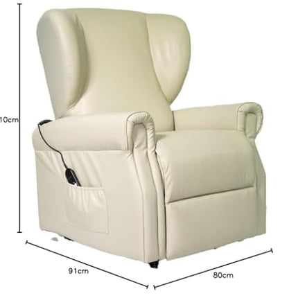 POLTRONE ITALIA Vanessa Leather 2 Motors PERSONALIZED TV armchair with electric stand-up aid Medical device 4 Wheels Micro-spring seat Stain-resistant senior armchair Relaxing armchair Beige