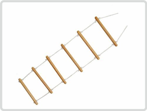 Bed ladder 160 cm long - rope ladder, standing aid, 6 shaped round wooden sticks