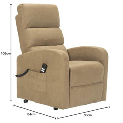 Sime LU-2 ADJUSTABLE electric recliner for seniors with 2 motors, independently adjustable backrest and footrest, 4-wheel kit, non-deformable seat, microfiber recliner with stand-up aid, camel