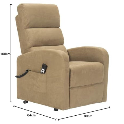 Sime LU-2 ADJUSTABLE electric recliner for seniors with 2 motors, independently adjustable backrest and footrest, 4-wheel kit, non-deformable seat, microfiber recliner with stand-up aid, camel