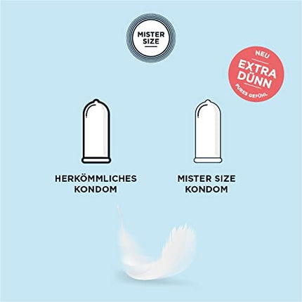 MISTER SIZE Condoms – Extra Thin &amp; Ultra-Thin – Realistic Feel &amp; Extra Moist – Perfect Fit – Made from Natural Rubber Latex for a Natural Feel &amp; Maximum Safety (3-Pack, 47mm)