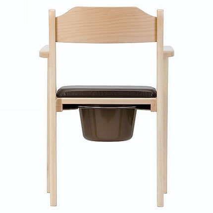 Perla Hygienic Commode Chair, Wooden Commode Chair, Removable Bucket with Lid, Chair Toilet for Adults Made of Solid Beechwood, Certified Toilet Aid for Seniors (Light Brown)