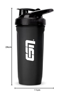 ESN Shaker Reforce Stainless Steel, black, 700 ml, leak-proof, measurements engraved inside, free from BPA &amp; DEHP