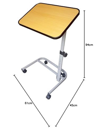 FabaCare RMF side table, height-adjustable bedside table on casters, very stable, table for bed with incline, foldable, angle adjustable, brown