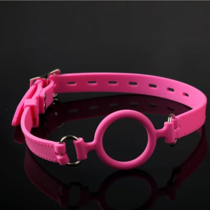 Vielretude Silicone O-Ring Mouth Gag Bondage Fetish Ball Gag BDSM Oral Gag Adjustable Erotic Toy (Pink)