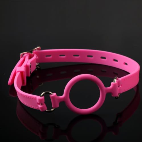 Vielretude Silicone O-Ring Mouth Gag Bondage Fetish Ball Gag BDSM Oral Gag Adjustable Erotic Toy (Pink)