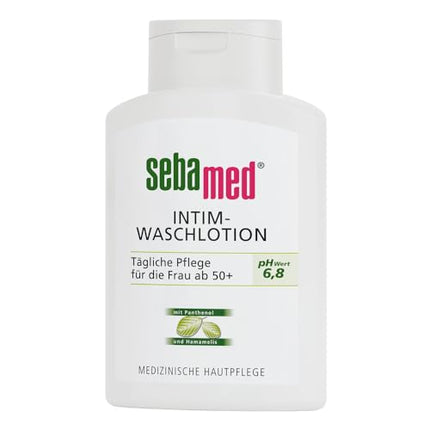 Sebamed Intimate Wash Lotion pH 6.8, from menopause, gently cleanses dryness in the sensitive intimate area and supports natural protection against irritants and moisture balance