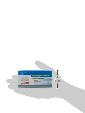 Höga-Pharm Premium alcohol swabs, for external use, tear-resistant, ready-to-use, 2-ply, 1 pack (1 x 100 pieces)