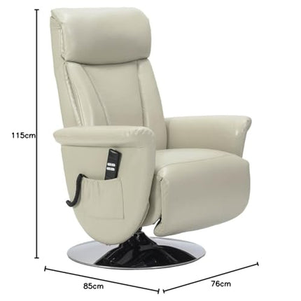 Sime MT-P2 ADJUSTABLE electric recliner with 2 motors, independently adjustable backrest and footrest, steel base, swivel chair, beige leather