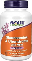 Now Foods, Glucosamine &amp; Chondroitin with MSM, 90 Gluten-Free Capsules, 1100mg Glucosamine Sulfate, 1200mg Chondroitin Sulfate &amp; 300mg Methylsulfonylmethane per Dose, Soy-Free, GMO-Free, Unflavored