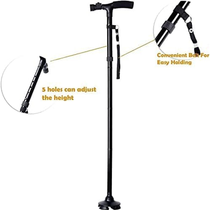 Walking Stick with LED Light, Ohuhu Walking Stick for Men &amp; Women, Foldable Height Adjustable, Walking Aid with Carrying Bag, Gifts for Seniors &amp; Adults