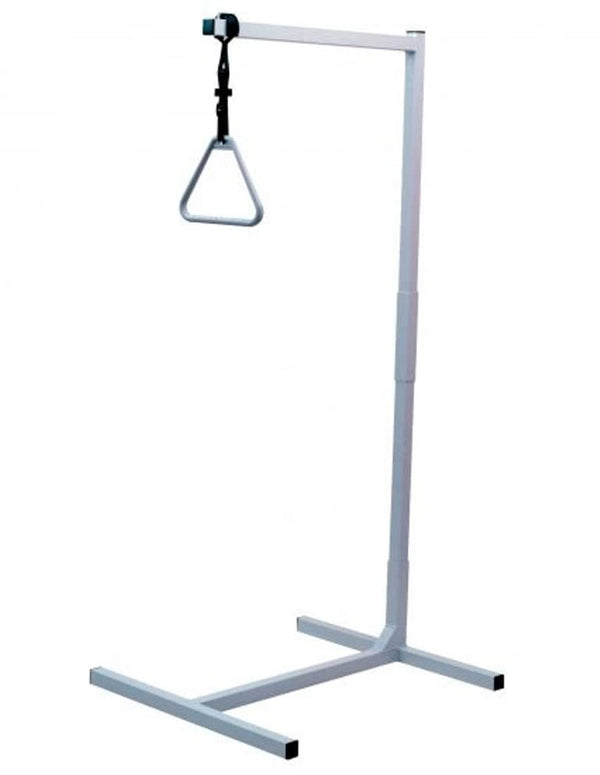 Stock-Expert Mobile Freestanding Bed Gallows With Triangle Handle Standing Aid Bed Riser Standing Aid Made Of Painted Steel 3-Part Plug-In System Load Capacity Up To 100kg